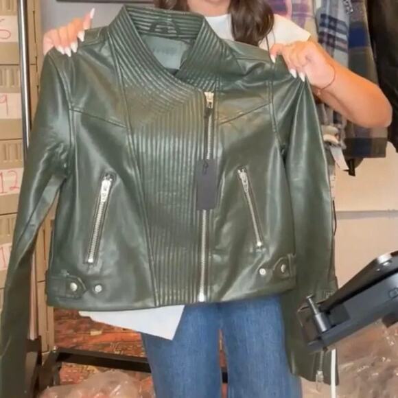 BlankNYC Olive Quilted Detail Moto Jacket, Size S, New with Tag - Picture 7 of 12